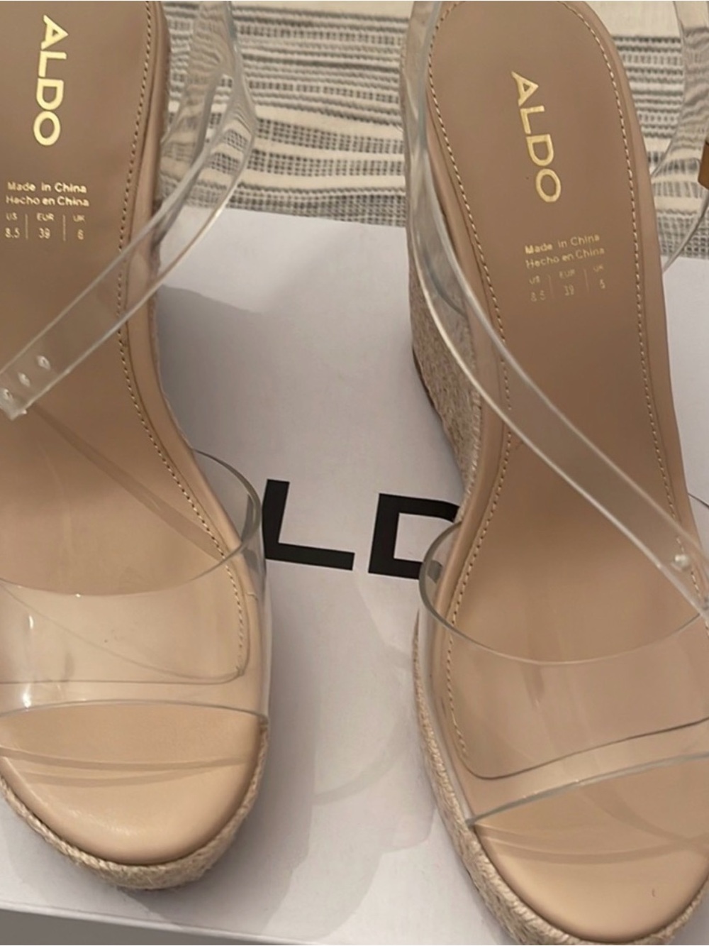 Aldo Clear PVC Espadrille Wedge Sandals in Nude - Picture 2 of 8